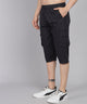 Men's Black Cotton Three Fourth Shorts