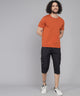 Men's Black Cotton Three Fourth Shorts