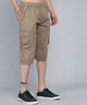 Men's Brown Cotton Three Fourth Shorts