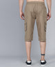 Men's Brown Cotton Three Fourth Shorts