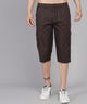 Men's Dark Brown Cotton Three Fourth Shorts