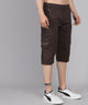 Men's Dark Brown Cotton Three Fourth Shorts