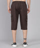 Men's Dark Brown Cotton Three Fourth Shorts