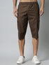 Men's Brown Cotton Three Fourth Shorts