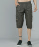 Men's Dark Green Cotton Three Fourth Shorts