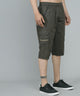 Men's Dark Green Cotton Three Fourth Shorts