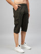 Men's Green Cotton Three Fourth Shorts