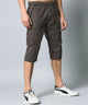 Men's Grey Cotton Three Fourth Shorts