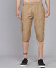 Men's Light Brown Cotton Three Fourth Shorts