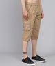 Men's Light Brown Cotton Three Fourth Shorts