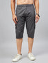 Men's Grey Cotton Three Fourth Shorts
