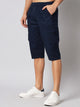 Men's Navy Blue Cotton Three Fourth Shorts