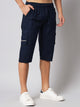 Men's Navy Blue Cotton Three Fourth Shorts