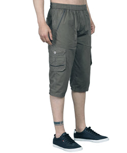 Men's Green Cotton Three Fourth Shorts