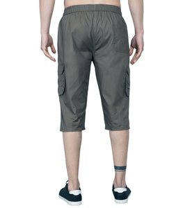 Men's Green Cotton Three Fourth Shorts