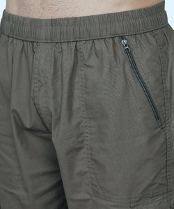 Men's Green Cotton Three Fourth Shorts