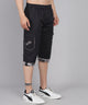 Men's Black Cotton Three Fourth Shorts