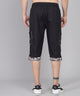 Men's Black Cotton Three Fourth Shorts