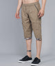 Men's Brown Cotton Three Fourth Shorts