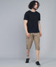 Men's Brown Cotton Three Fourth Shorts