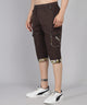 Men's Dark Brown Cotton Three Fourth Shorts