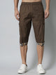 Men's Brown Cotton Three Fourth Shorts