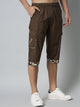 Men's Brown Cotton Three Fourth Shorts