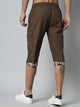 Men's Brown Cotton Three Fourth Shorts