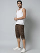 Men's Brown Cotton Three Fourth Shorts