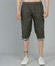 Men's Dark Green Cotton Three Fourth Shorts