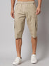 Men's Light Brown Cotton Three Fourth Shorts