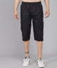 Men's Black Cotton Three Fourth Shorts