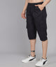 Men's Black Cotton Three Fourth Shorts