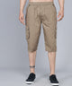 Men's Brown Cotton Three Fourth Shorts