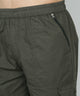 Men's Dark Green Cotton Three Fourth Shorts