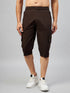 Men's Brown Cotton Three Fourth Shorts