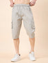 Men's Light Grey Cotton Three Fourth Shorts