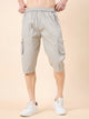 Men's Light Grey Cotton Three Fourth Shorts