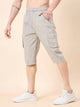 Men's Light Grey Cotton Three Fourth Shorts