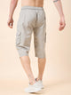 Men's Light Grey Cotton Three Fourth Shorts
