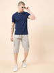 Men's Light Grey Cotton Three Fourth Shorts