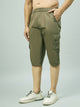 Men's Light Green Cotton Three Fourth Shorts