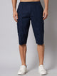 Men's Navy Blue Cotton Three Fourth Shorts