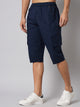 Men's Navy Blue Cotton Three Fourth Shorts