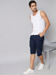 Men's Navy Blue Cotton Three Fourth Shorts