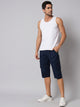 Men's Navy Blue Cotton Three Fourth Shorts