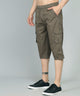 Men's Green Cotton Three Fourth Shorts