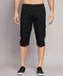 Men's Black Cotton Three Fourth Shorts