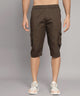 Men's Brown Cotton Three Fourth Shorts