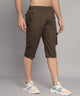 Men's Brown Cotton Three Fourth Shorts